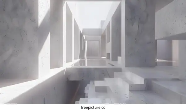 Minimalist Concrete Architecture with Steps and Pool