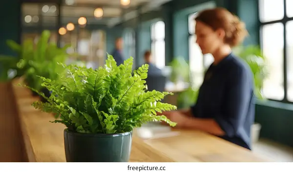 Modern Workspace with Greenery and Natural Light