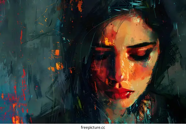 Abstract Painting of a Womans Face