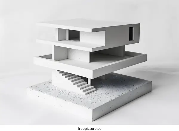 Modern House Architecture Model with Stairs
