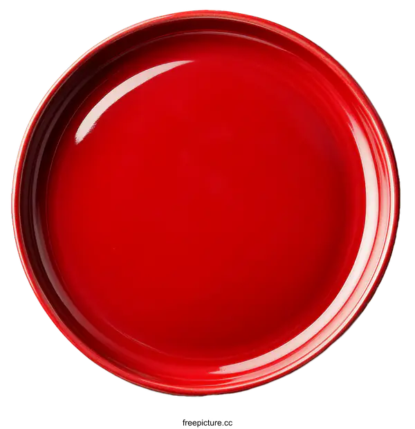[Transparent Background PNG]Red Ceramic Plate Top View