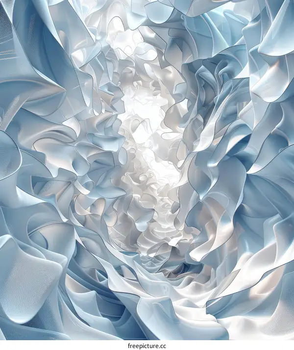 Abstract Blue and White Oil Painting on Canvas