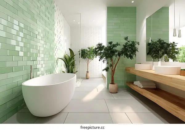 Modern Green Tile Bathroom Interior Design