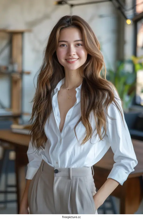 Portrait of a beautiful young Asian woman smiling
