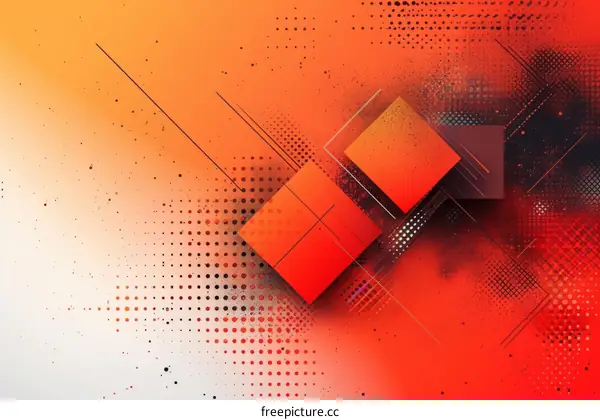 Red and orange abstract background with squares