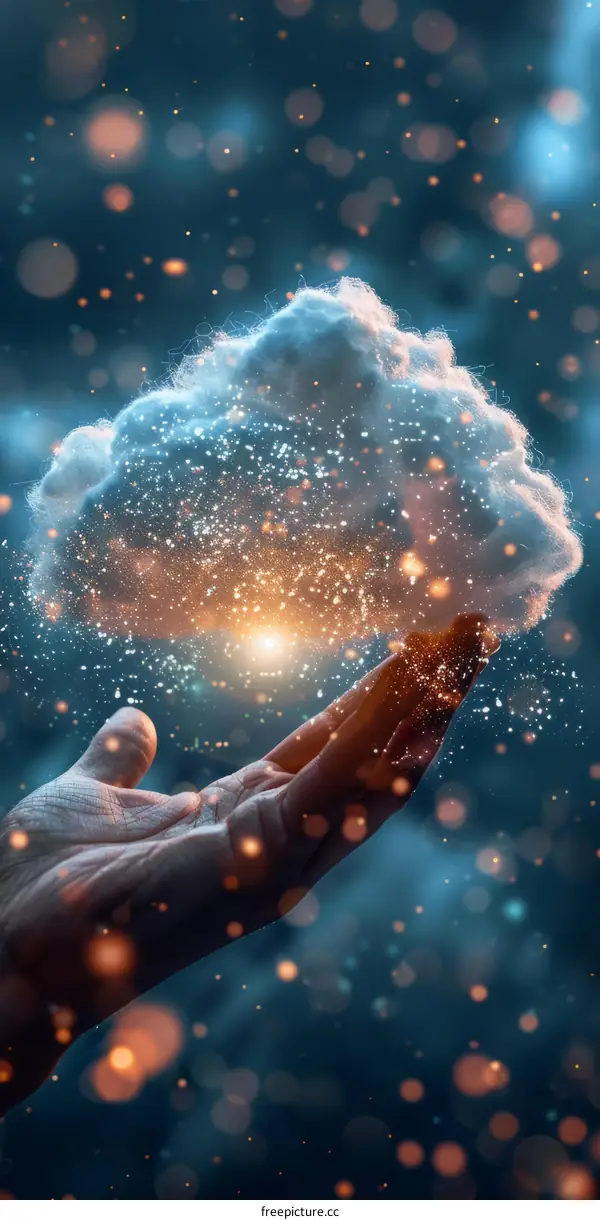 Hand Holding Glowing Star Cloud