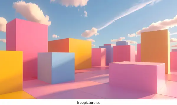 Abstract Geometric Shapes Colorful Pastel Sky