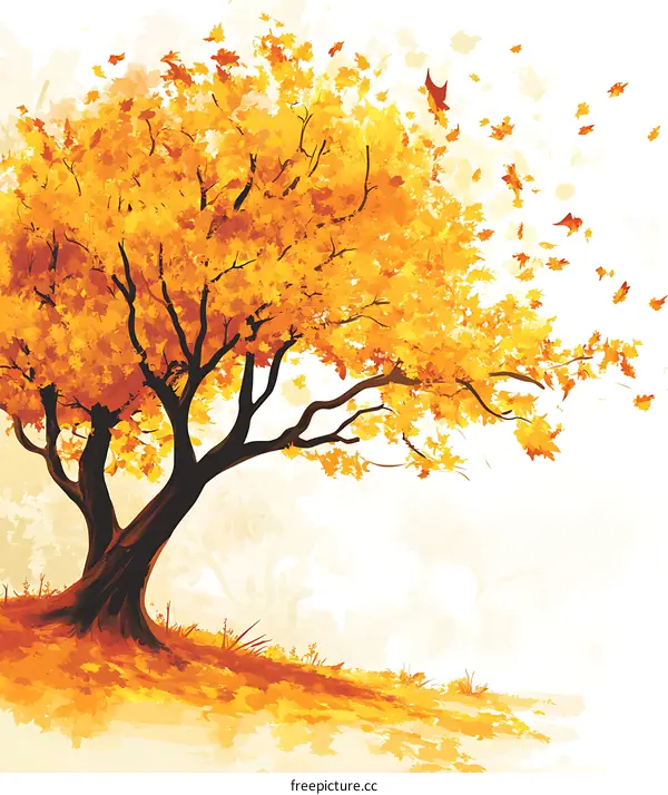 Autumn Landscape With Tree Illustration