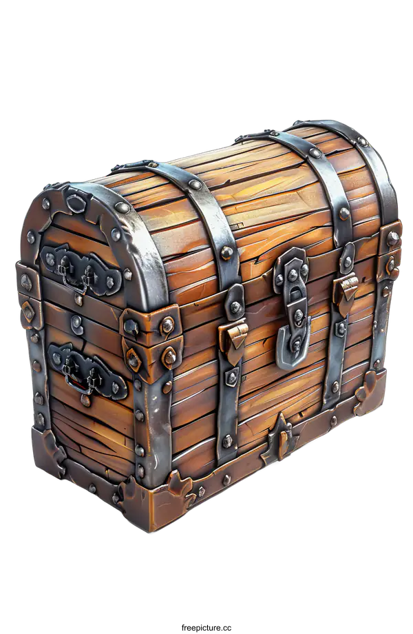 [Transparent Background PNG]Old Wooden Chest With Metal