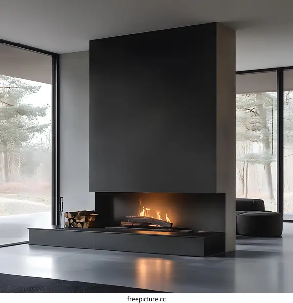 Modern Minimalist Fireplace Design In A Contemporary Home