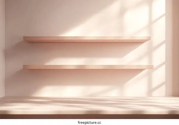 Empty Wooden Shelves Display
