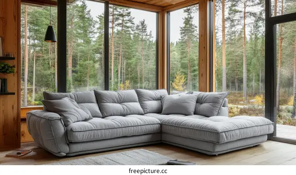 Modern Sectional Sofa with Forest View