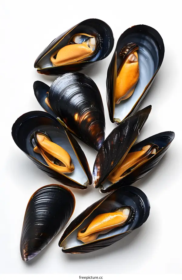 Black贻贝on a white background