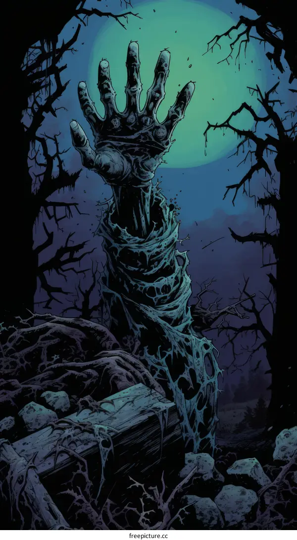 A Zombie's Hand Emerges From the Grave