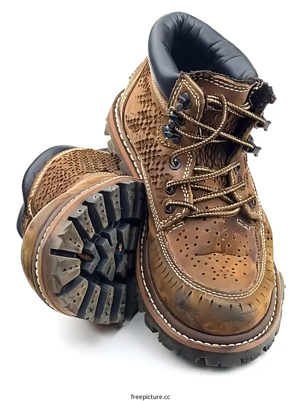 Pair of Worn Brown Leather Boots