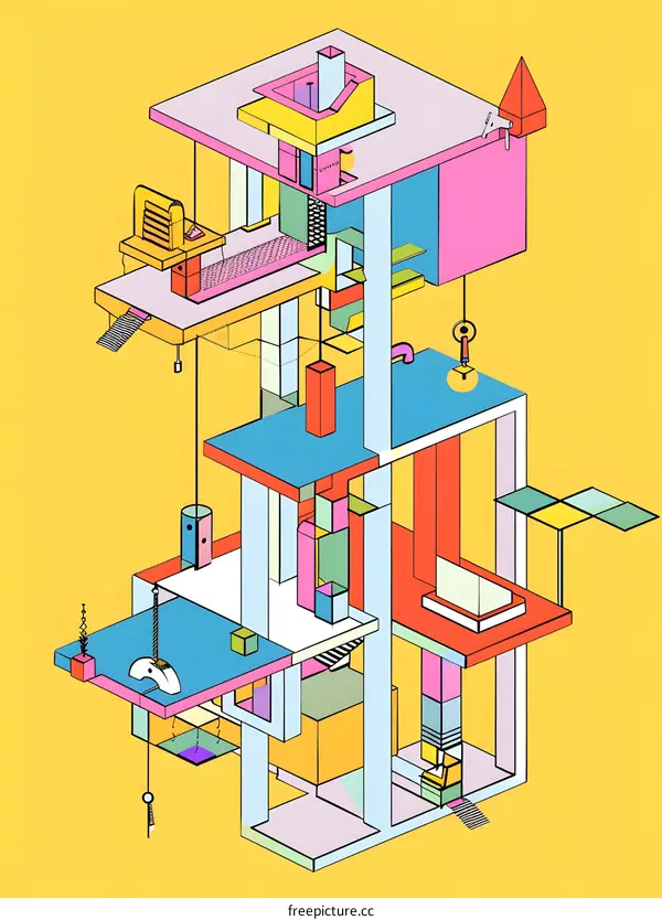 Abstract Colorful Geometric Building Design