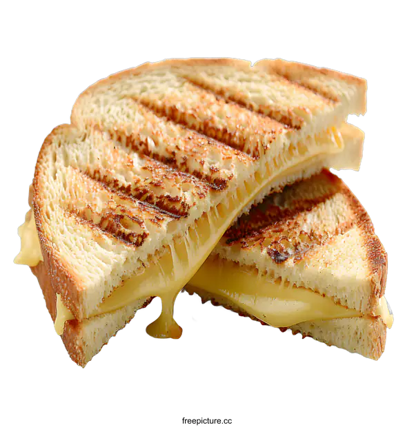 [Transparent Background PNG]A grilled cheese sandwich cut in half