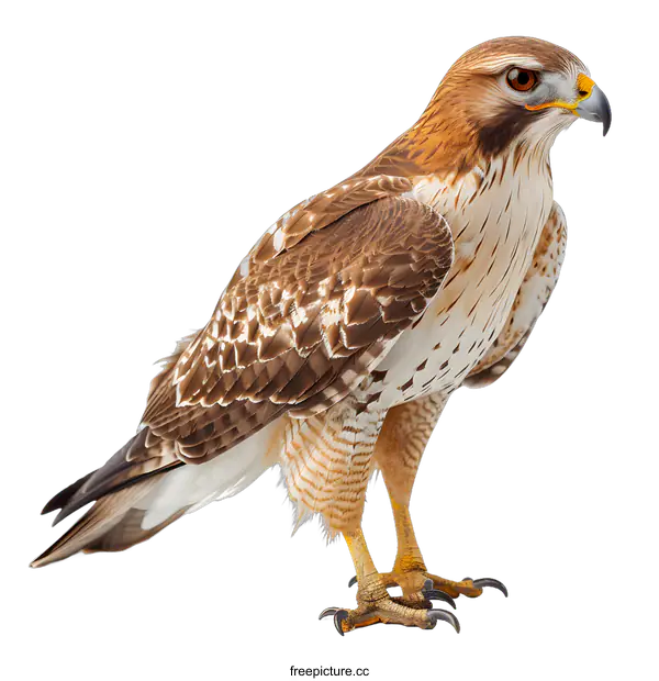 [Transparent Background PNG]A red-tailed hawk stands on a white background