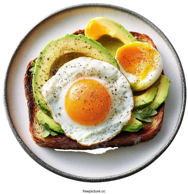 [Transparent Background PNG]Delicious Avocado Toast with Fried Egg