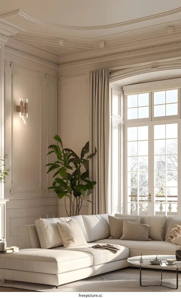 Cream modern minimalist living room