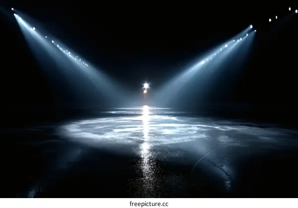Dramatic Stage Lighting on Ice Rink Floor