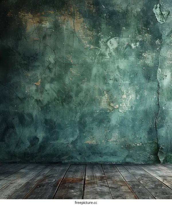 Grunge Dark Green Retro Vintage Wood Floor Background