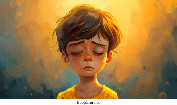 A boy closes his eyes and smiles in the sunlight