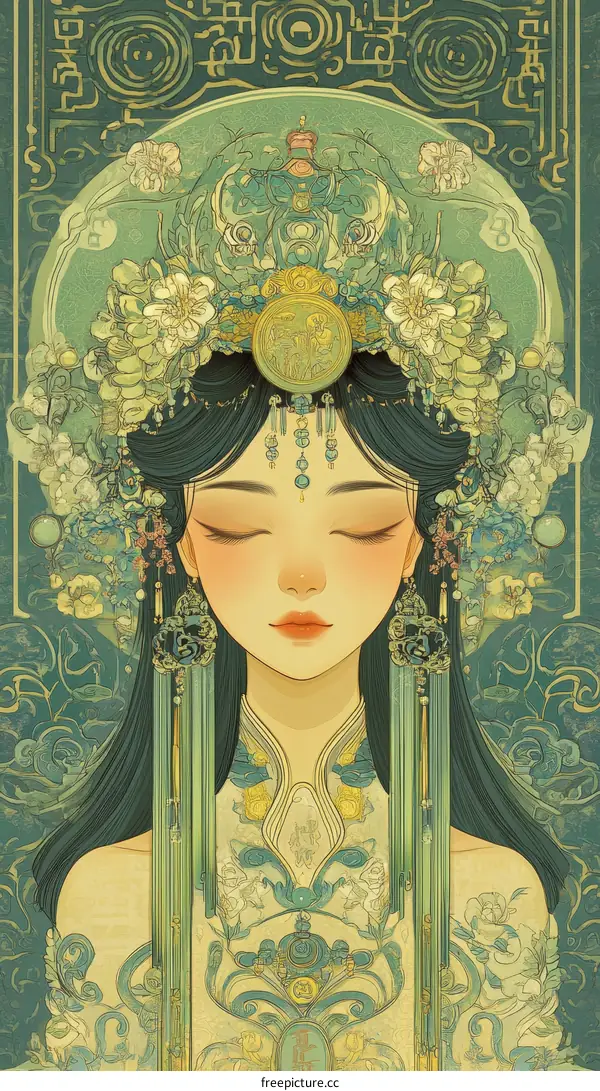 Elegant Chinese Lady Portrait Illustration