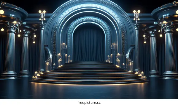 Grandiose Stage with Ornate Stairway