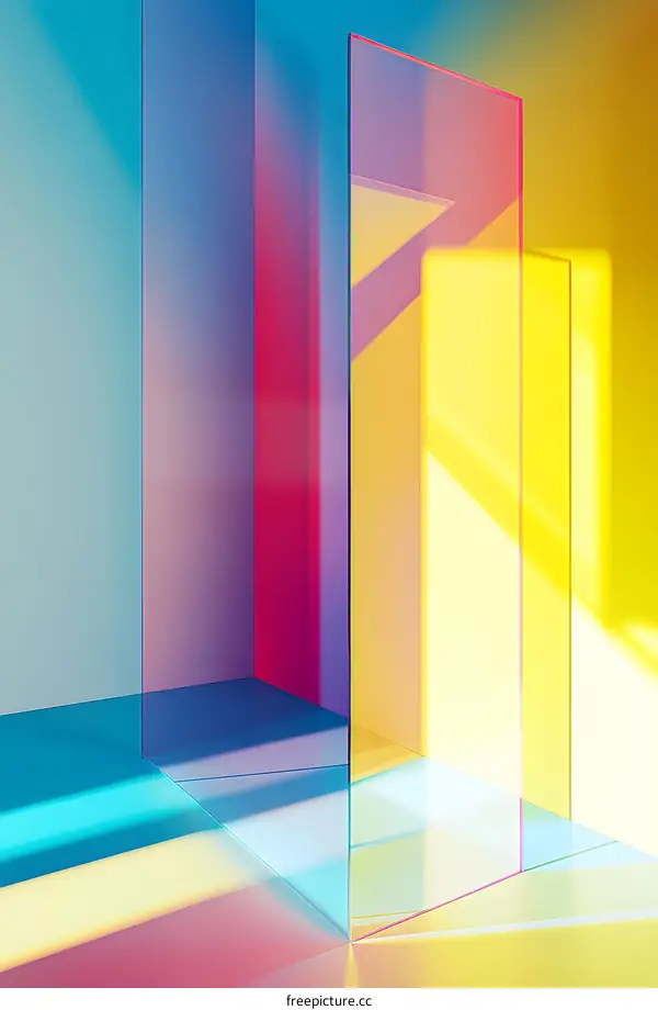 Abstract Minimalist Background with Glass Panels and Light Reflection