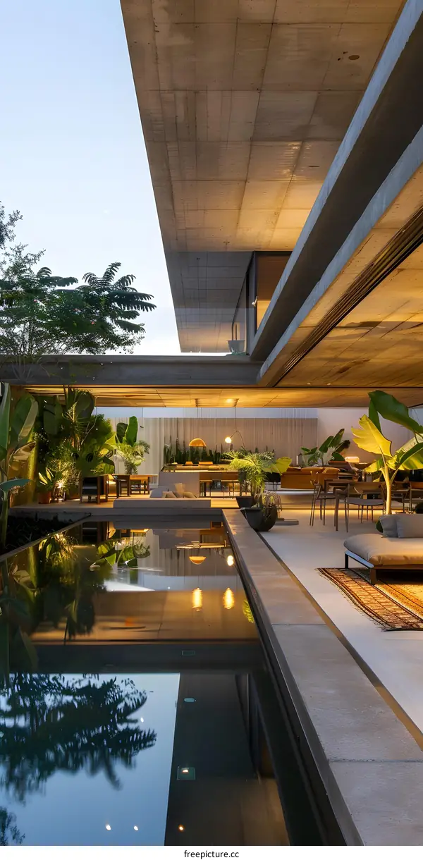 Modern Concrete House with Pool and Patio