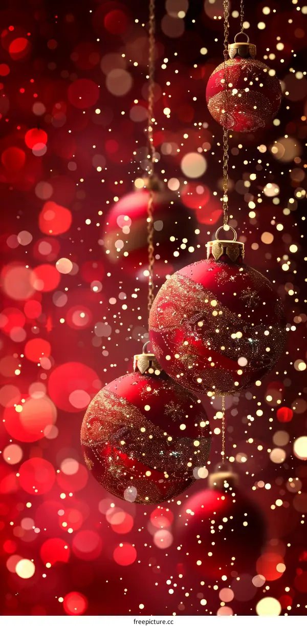 Red Christmas Decorations with Festive Baubles and Lights