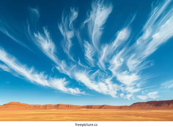 Stunning Cirrus Clouds over Arid Desert Landscape