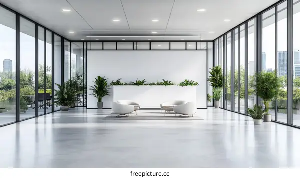 Modern Office Lobby with Panoramic Views