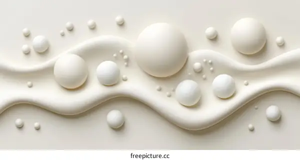 3D rendering of a cream-colored background with multiple spheres of various sizes