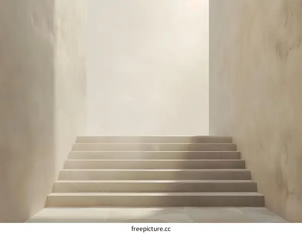 Minimalist Staircase Leading Upwards Towards Light