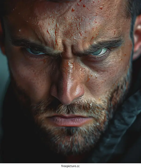 Close Up Portrait of Angry Caucasian Man