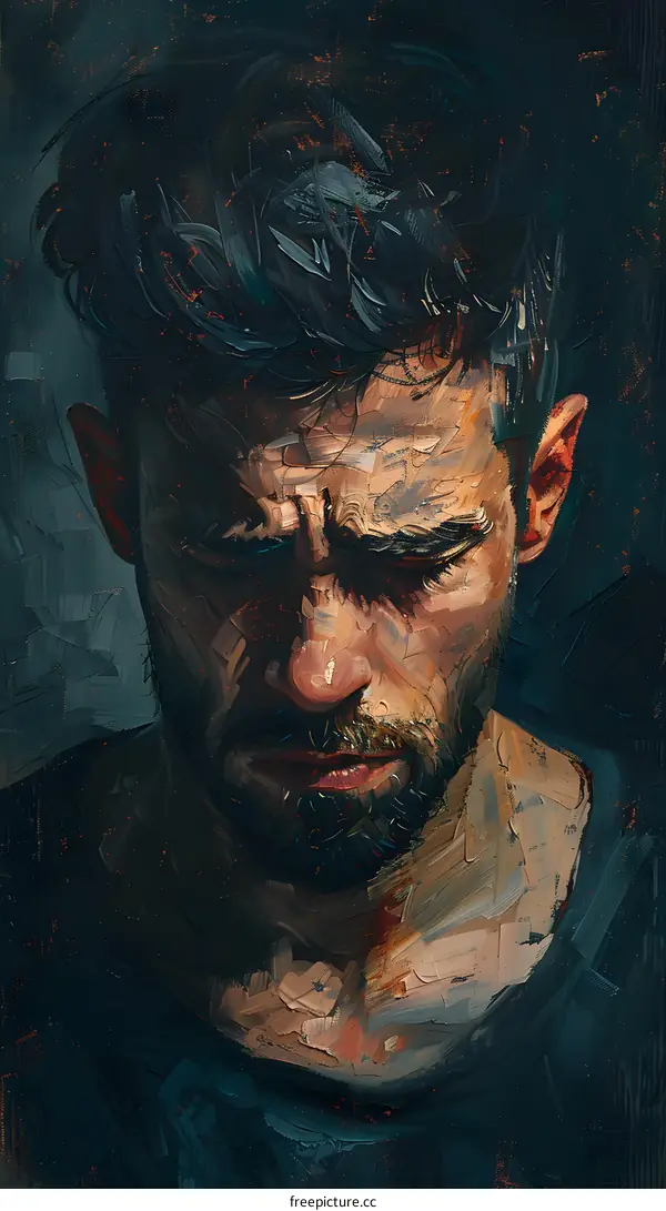 Digital Painting of a Man with a Serious Expression