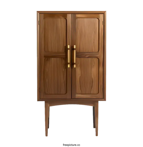 [Transparent Background PNG]Wooden Cabinet With Brass Handles