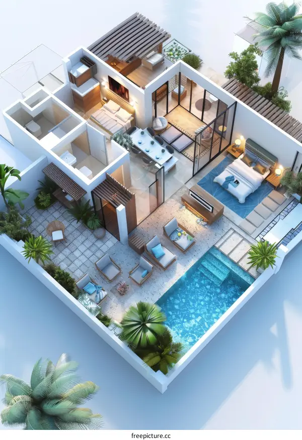 Modern Villa with Swimming Pool and Garden Terrace