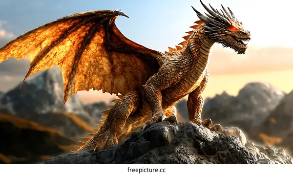 Majestic Dragon on Mountain Peak