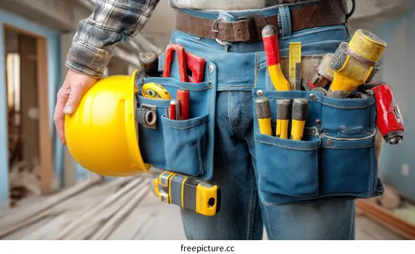 Construction Worker with Full Tool Belt