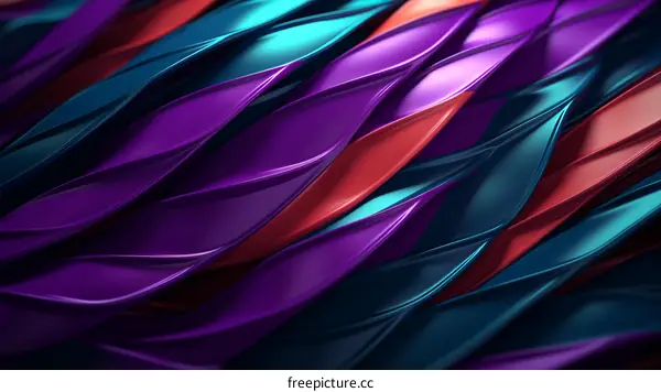 Abstract Intertwined Curved Shapes in Vibrant Colors