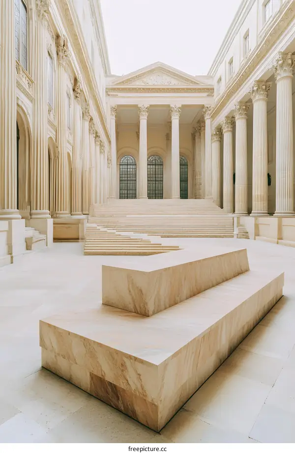 Classic Architecture Hallway with Stone Stairs