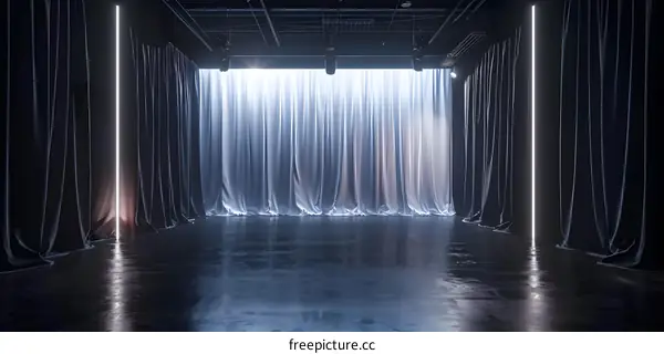 Black Curtains With White Light