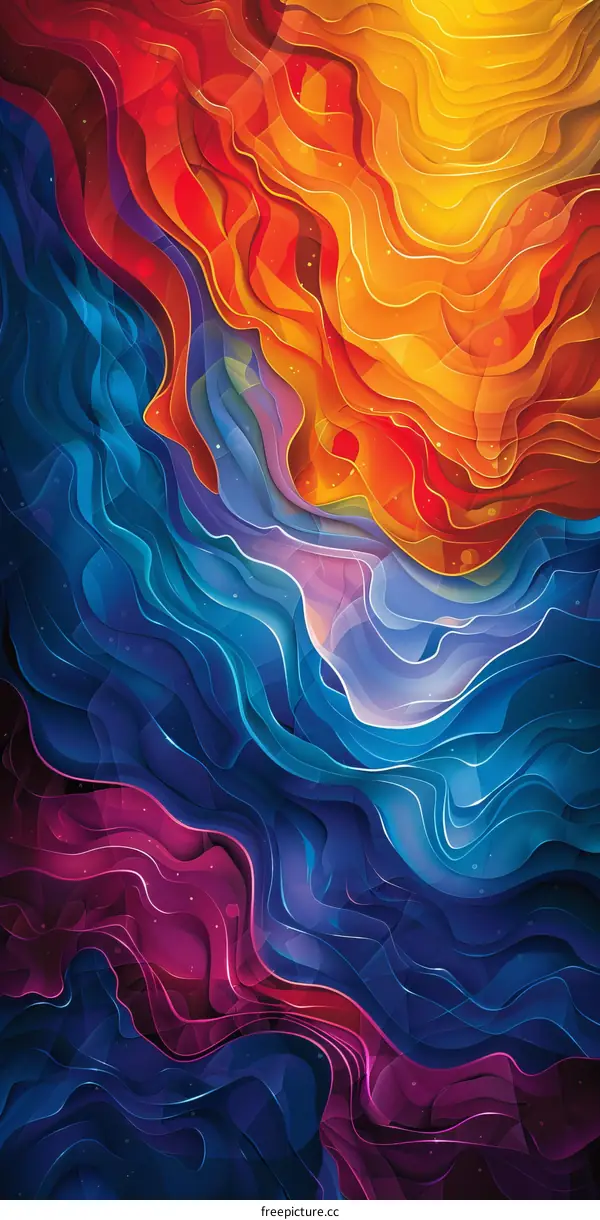 Abstract Colorful Layered Wave Design