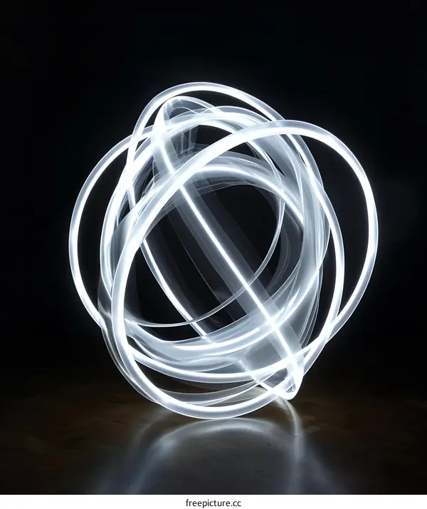 Abstract Light Painting with Intertwined Circular Shapes
