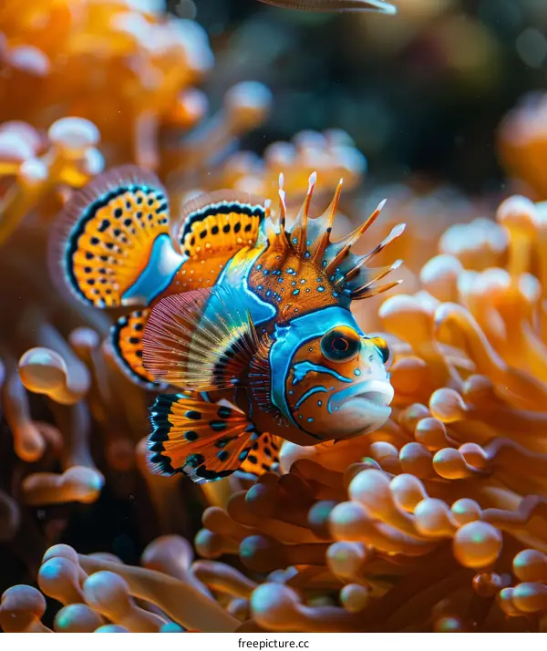 An Intricate Illustration of a Clownfish in an Anemone