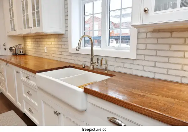 Modern Farmhouse Kitchen with Wooden Countertops