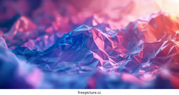 Abstract Polygonal Mountain Landscape with Purple and Blue Gradient